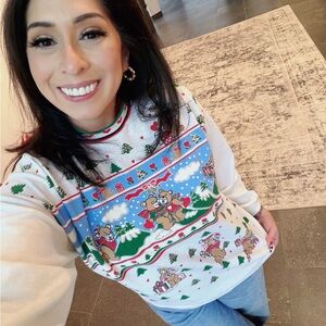 Charming Holiday Sweater with Bear Design